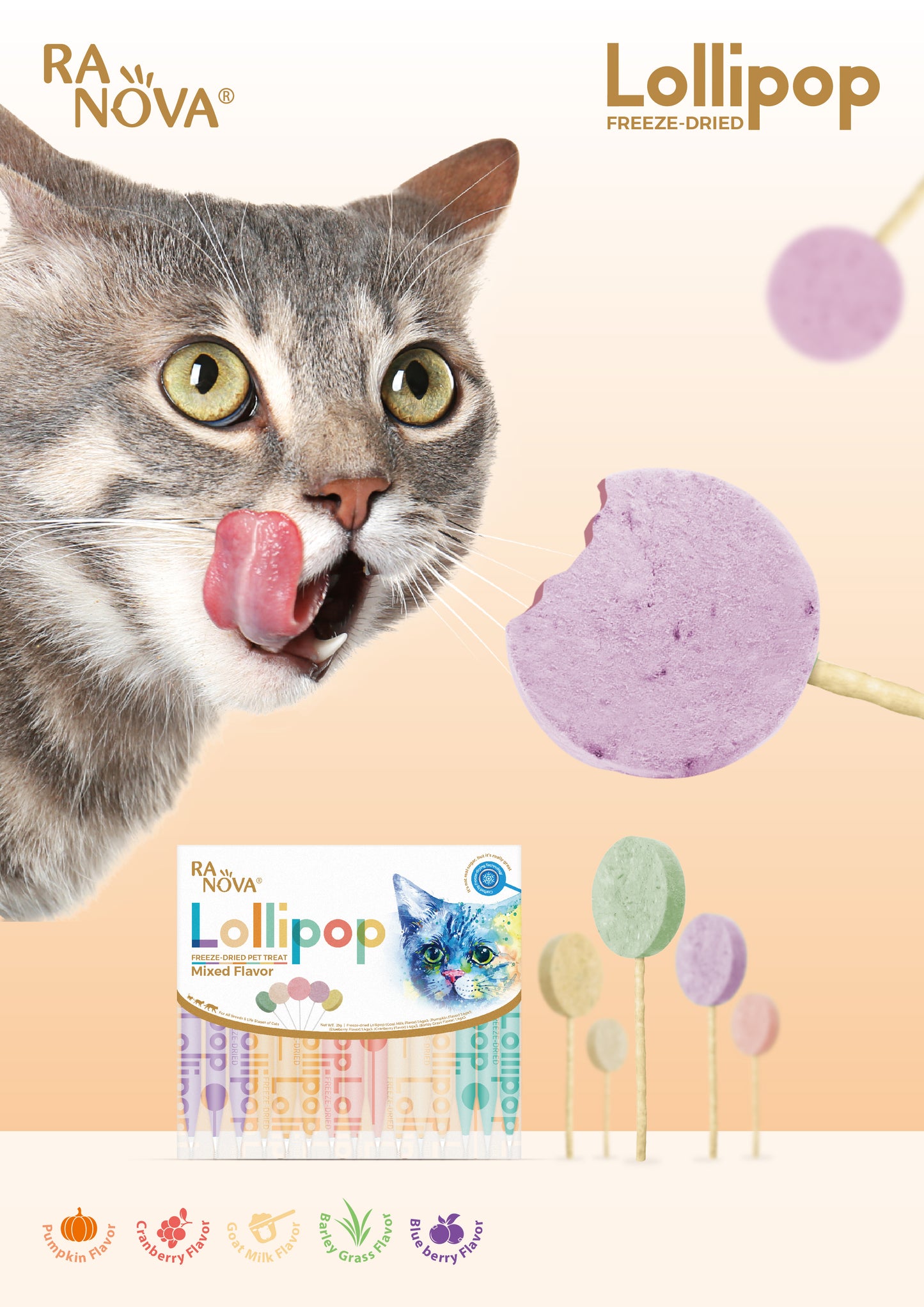 Cat treats freeze dried lollipop (mix flavor)